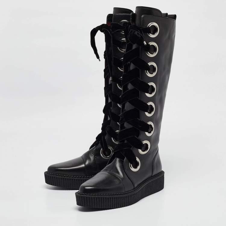 Pre Owned Marc by Marc Jacobs Black Leather Knee Length Boots Size  39