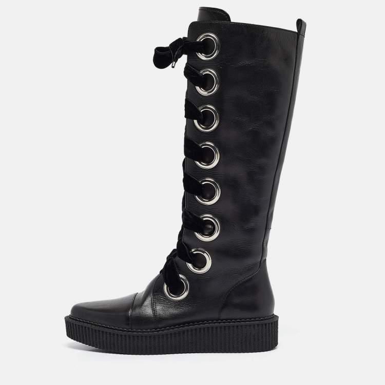 Pre Owned Marc by Marc Jacobs Black Leather Knee Length Boots Size  39