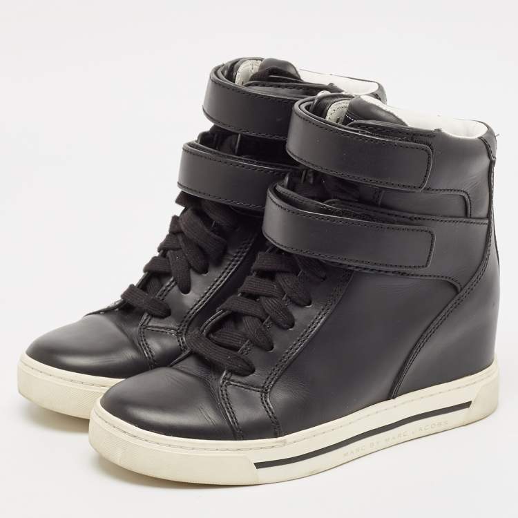 Marc by Marc Jacobs Black Leather High Top Sneakers Size 38