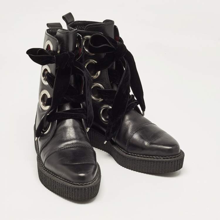 Pre Owned Marc by Marc Jacobs Black Leather Ankle Boots Size 36.5