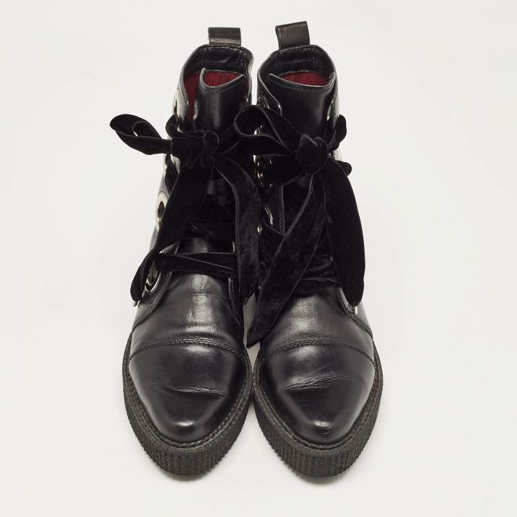 Pre Owned Marc by Marc Jacobs Black Leather Ankle Boots Size 36.5