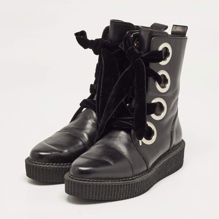 Pre Owned Marc by Marc Jacobs Black Leather Ankle Boots Size 36.5