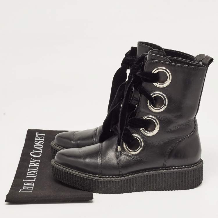 Pre Owned Marc by Marc Jacobs Black Leather Ankle Boots Size 36.5