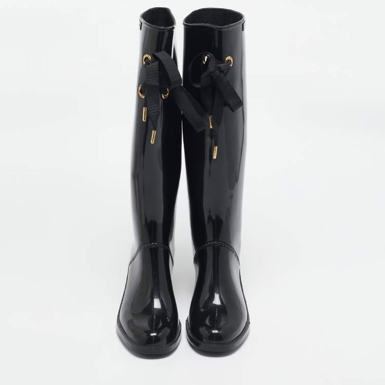 Pre Owned Marc by Marc Jacobs Black Rubber Rain Boots Size 37