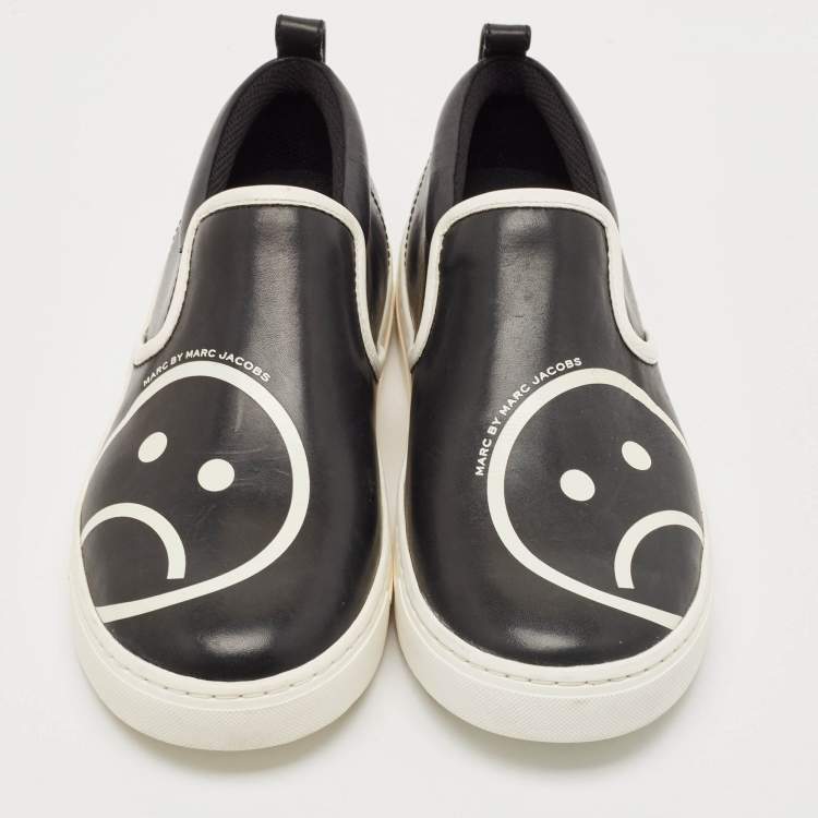 Pre Owned Marc by Marc Jacobs Black Leather Slip On Sneakers Size 38