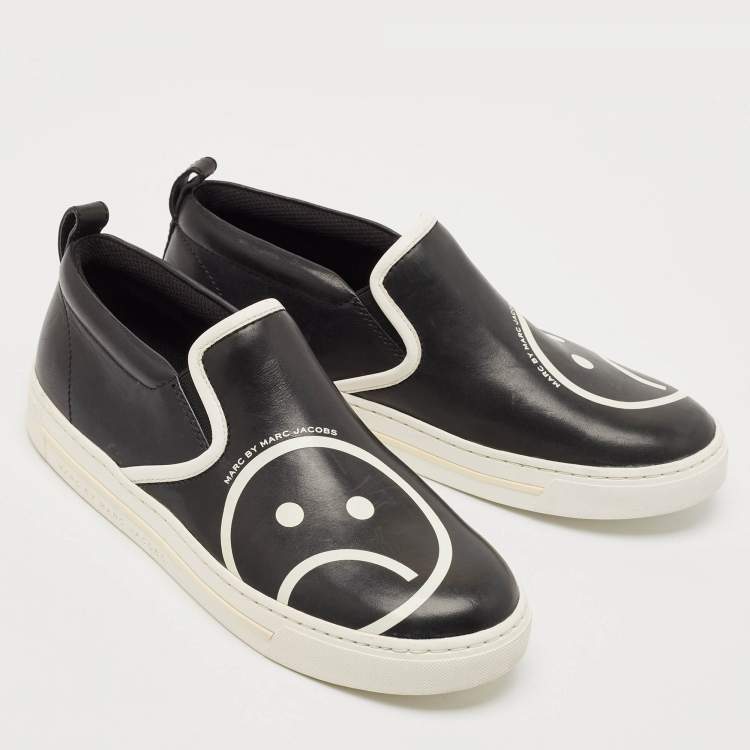 Pre Owned Marc by Marc Jacobs Black Leather Slip On Sneakers Size 38