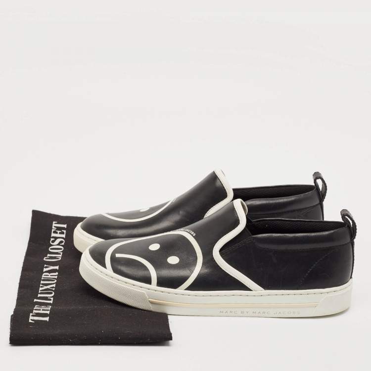 Pre Owned Marc by Marc Jacobs Black Leather Slip On Sneakers Size 38