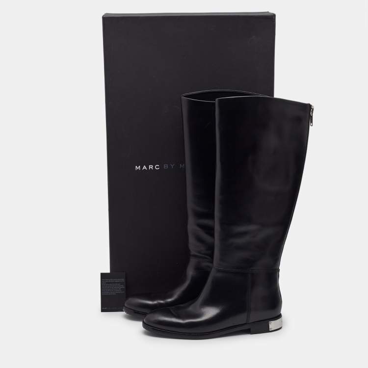 Pre Owned Marc By Marc Jacobs Black Leather Knee Length Boots Size 38