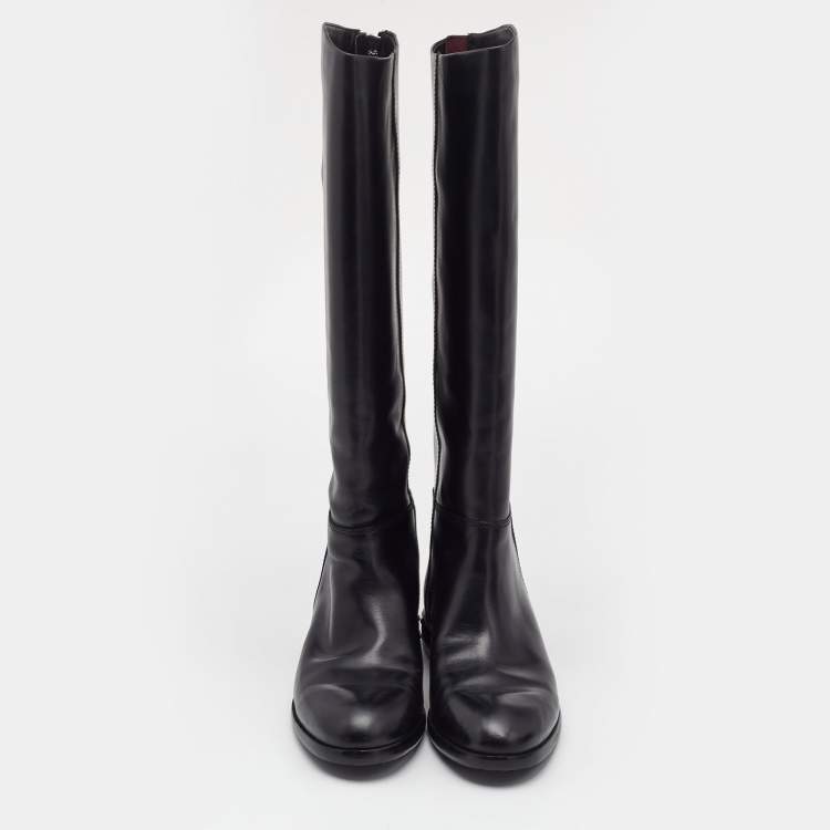 Pre Owned Marc By Marc Jacobs Black Leather Knee Length Boots Size 38