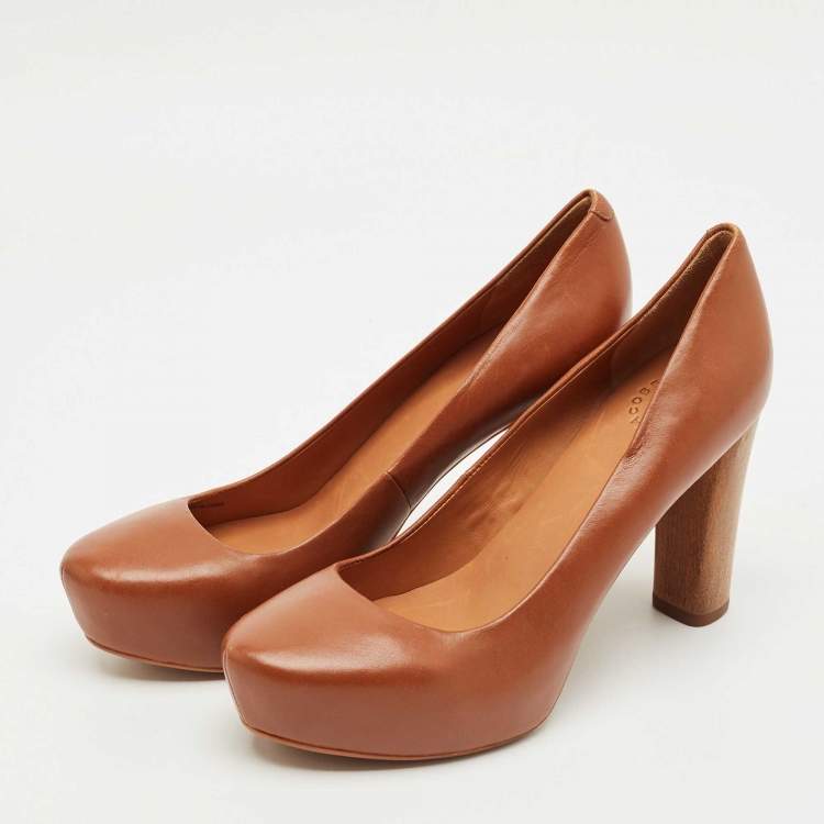 Pre Owned Marc by Marc Jacobs Brown Leather Platform Pumps Size 37