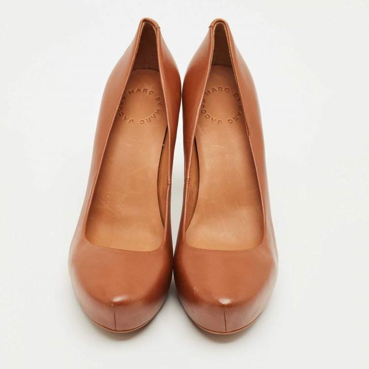 Pre Owned Marc by Marc Jacobs Brown Leather Platform Pumps Size 37