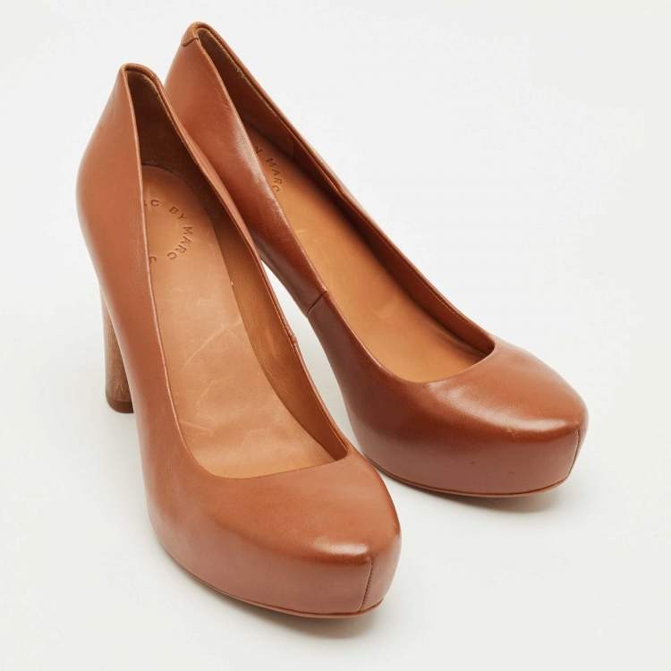 Pre Owned Marc by Marc Jacobs Brown Leather Platform Pumps Size 37