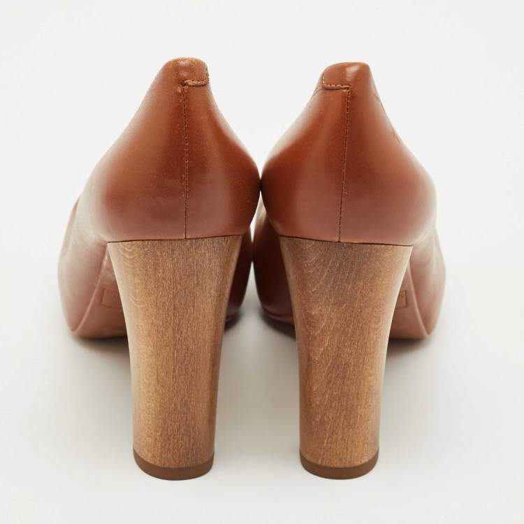 Pre Owned Marc by Marc Jacobs Brown Leather Platform Pumps Size 37