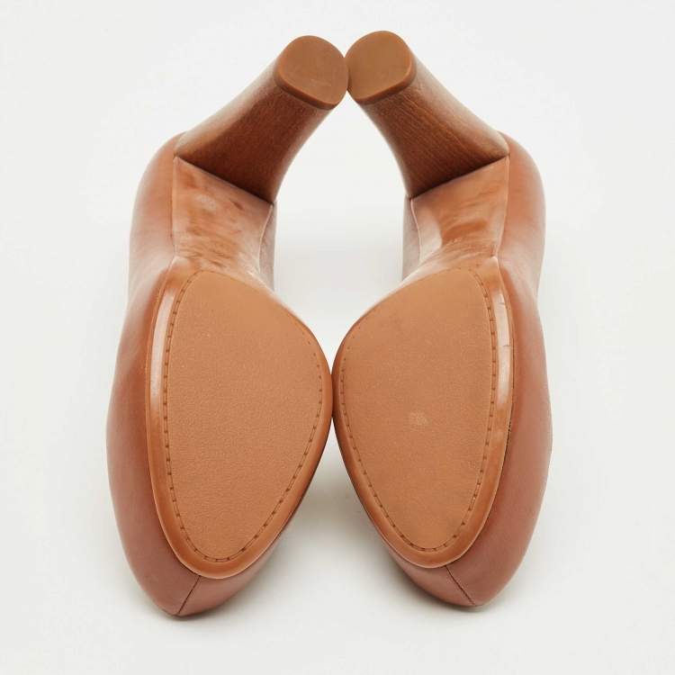Pre Owned Marc by Marc Jacobs Brown Leather Platform Pumps Size 37