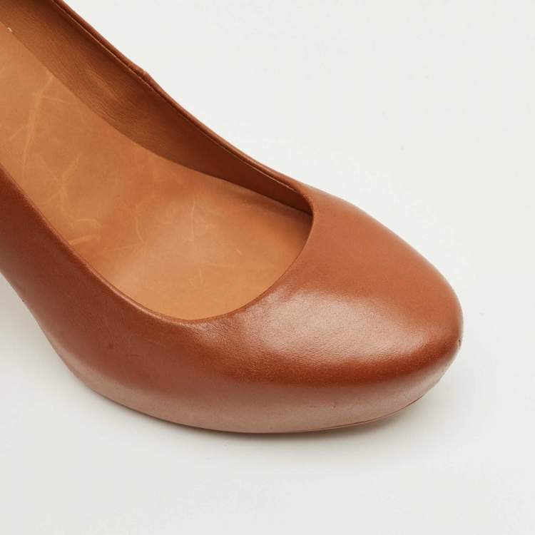 Pre Owned Marc by Marc Jacobs Brown Leather Platform Pumps Size 37