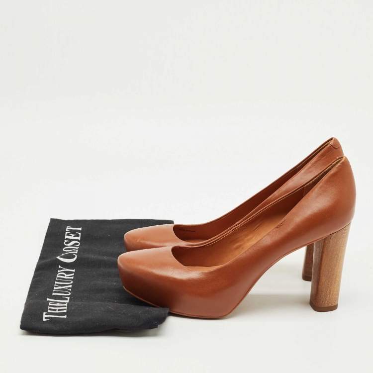 Pre Owned Marc by Marc Jacobs Brown Leather Platform Pumps Size 37