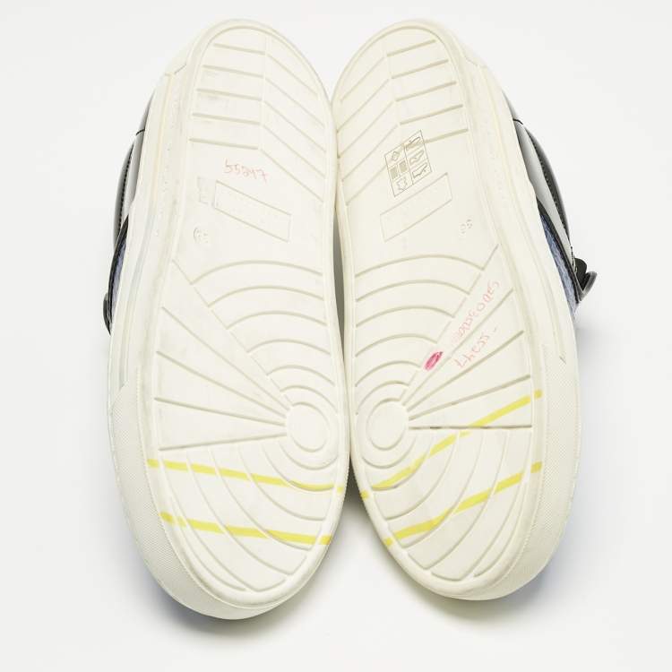 Pre Owned Marc by Marc Jacobs Blue/Black Snakeskin Embossed and Leather Broome Slip On Sneakers Size 36