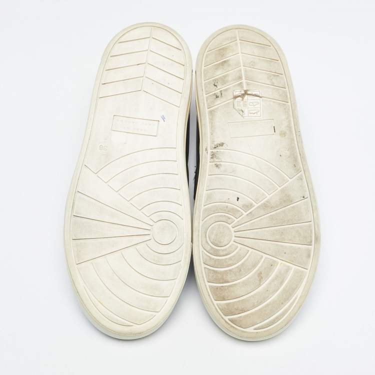 Pre Owned Marc by Marc Jacobs Blue/Black Snakeskin Embossed and  Patent Leather Broome Slip On Sneakers Size 36