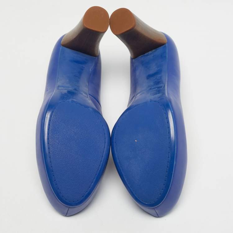 Pre Owned Marc by Marc Jacobs Blue Leather Platform Pumps Size 37
