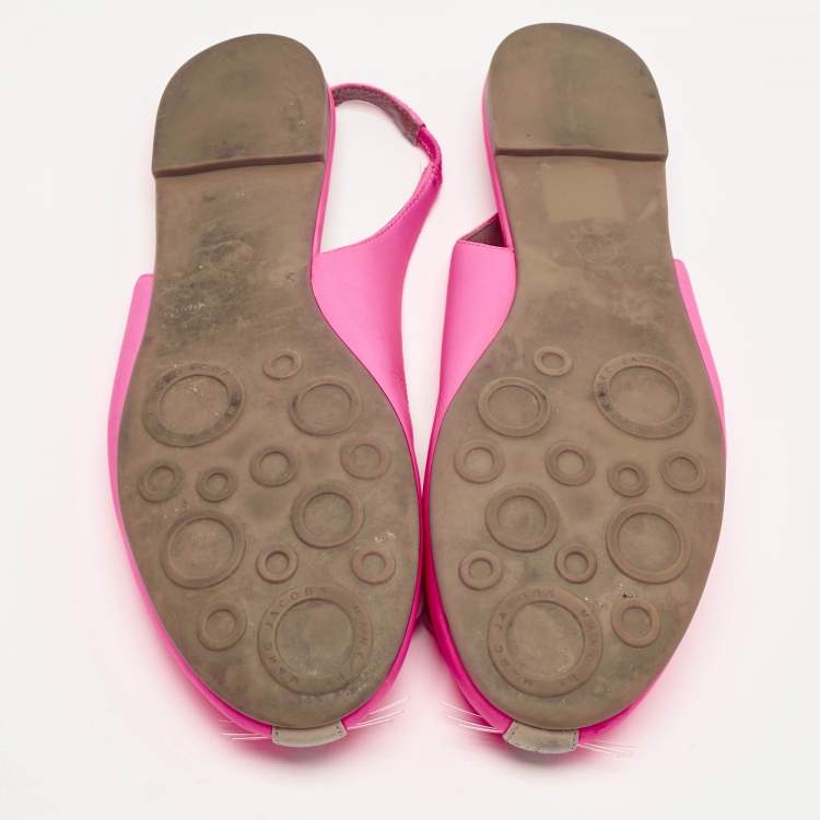 Pre Owned Marc by Marc Jacobs Pink Leather Mouse Slingback Flat Sandals Size 37
