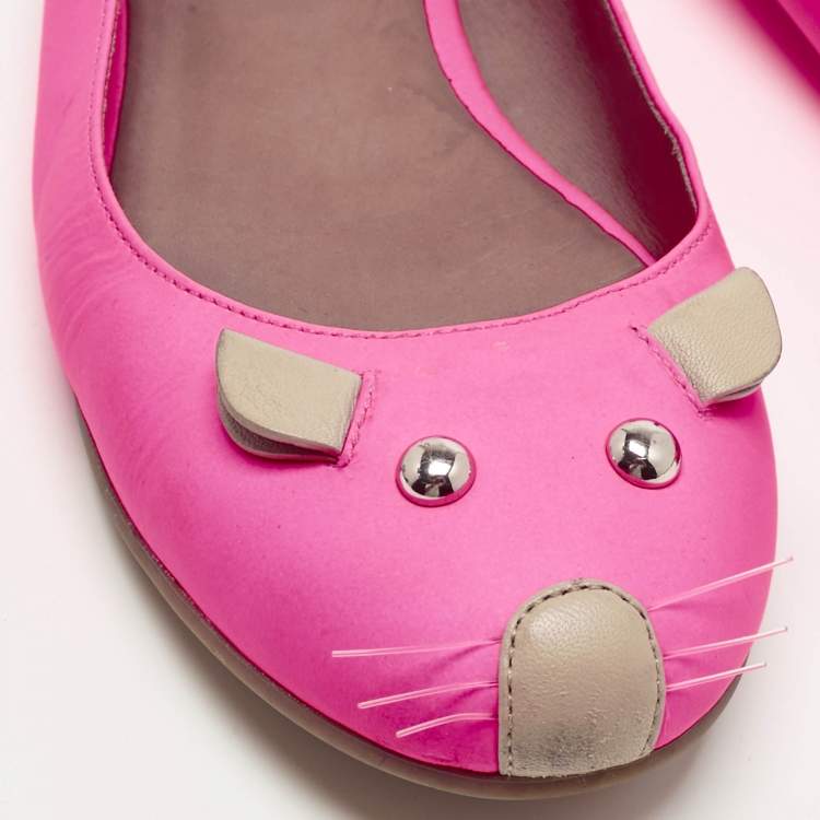 Pre Owned Marc by Marc Jacobs Pink Leather Mouse Slingback Flat Sandals Size 37