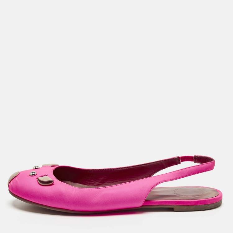 Pre Owned Marc by Marc Jacobs Pink Leather Mouse Slingback Flat Sandals Size 37