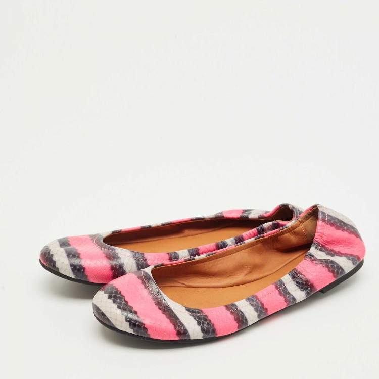 Pre Owned Marc by Marc Jacobs  Multicolor Watersnake Embossed Leather Ballet Flat Size 37.5