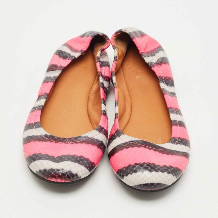 Pre Owned Marc by Marc Jacobs  Multicolor Watersnake Embossed Leather Ballet Flat Size 37.5