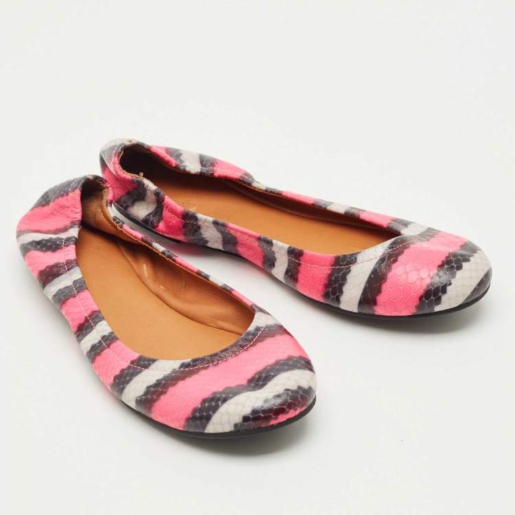 Pre Owned Marc by Marc Jacobs  Multicolor Watersnake Embossed Leather Ballet Flat Size 37.5