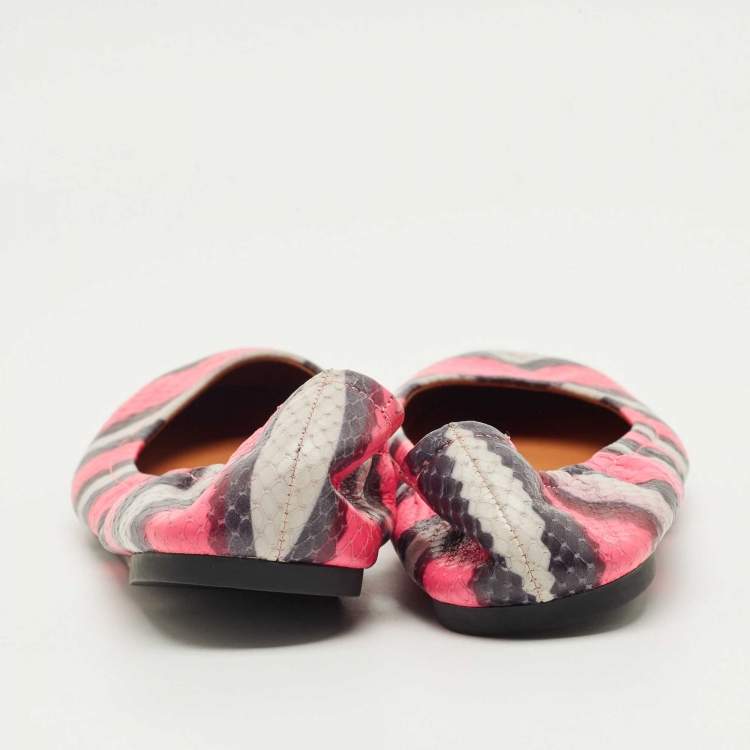 Pre Owned Marc by Marc Jacobs  Multicolor Watersnake Embossed Leather Ballet Flat Size 37.5