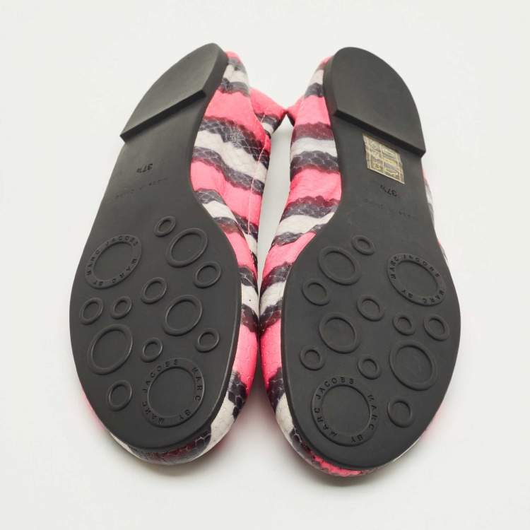 Pre Owned Marc by Marc Jacobs  Multicolor Watersnake Embossed Leather Ballet Flat Size 37.5