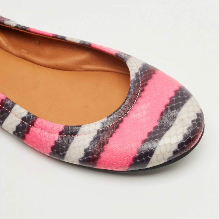 Pre Owned Marc by Marc Jacobs  Multicolor Watersnake Embossed Leather Ballet Flat Size 37.5