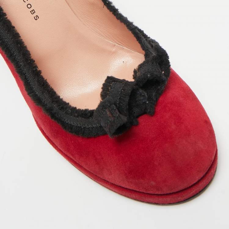 Pre Owned Marc by Marc Jacobs Burgundy/Black Suede Platform Pumps Size 38