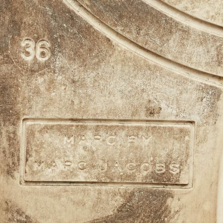 Pre Owned Marc by Marc Jacobs Black/Red Lace and Leather High Top Sneakers Size 36