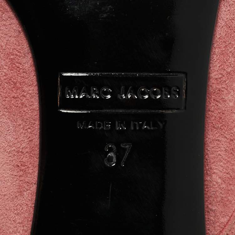 Pre Owned Marc by Marc Jacobs Pink Suede Strappy Ballet Flats Size 37