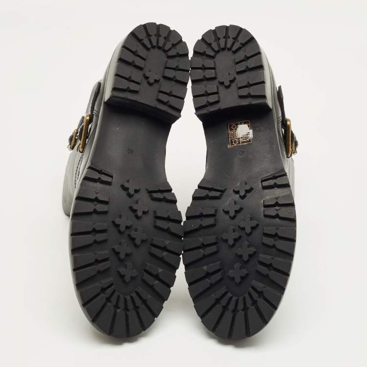 Pre Owned Marc by Marc Jacobs Black Leather Ankle Length Engineer Buckle Boots Size 40