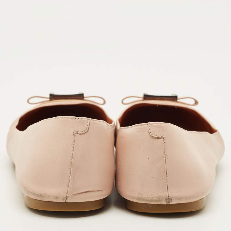Pre Owned Marc by Marc Jacobs Size 40 Pink Patent and Leather Cap Toe Bow Ballet Flats