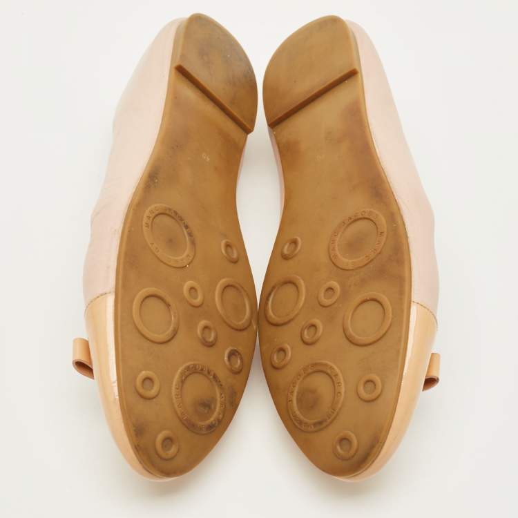 Pre Owned Marc by Marc Jacobs Size 40 Pink Patent and Leather Cap Toe Bow Ballet Flats
