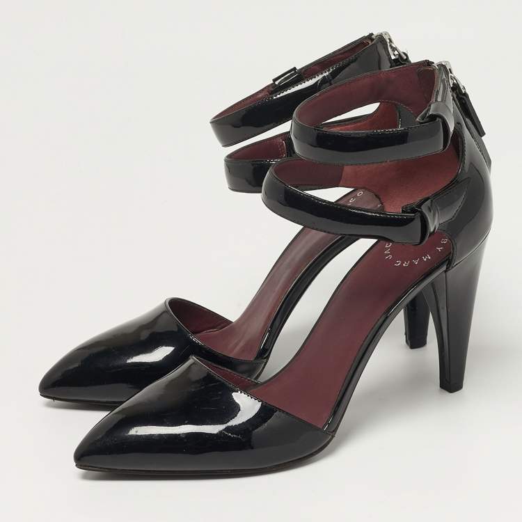Pre Owned Marc by Marc Jacobs Size 39 Black Leather Ankle Strap  Pumps