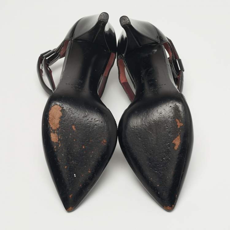 Pre Owned Marc by Marc Jacobs Size 39 Black Leather Ankle Strap  Pumps