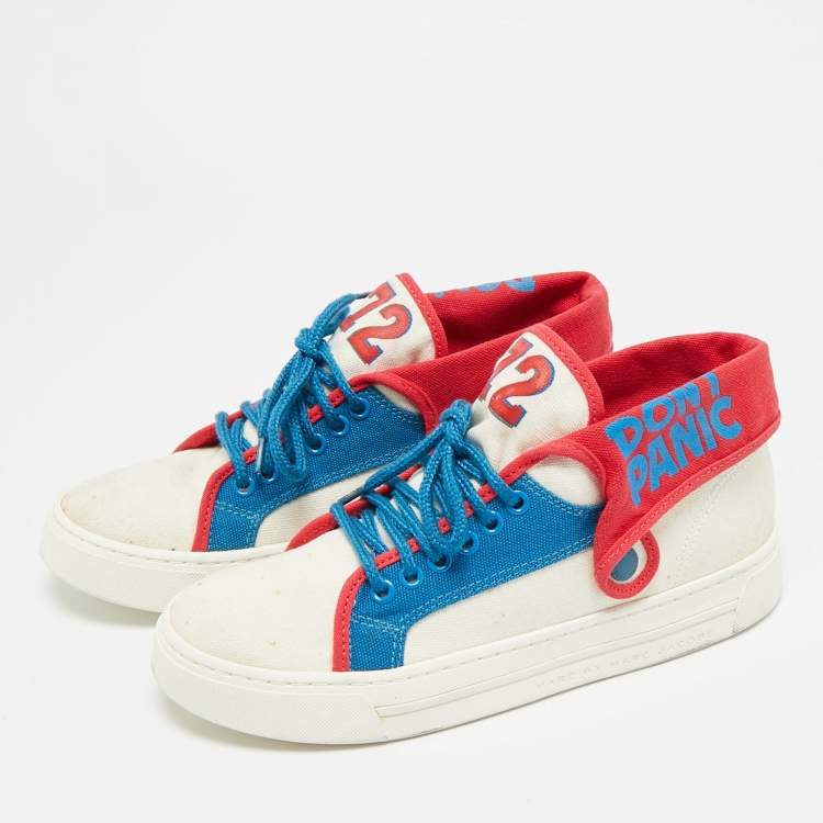 Pre Owned Marc by Marc Jacobs Don't Panic Size 36 Multicolor Canvas Mid Top Sneakers