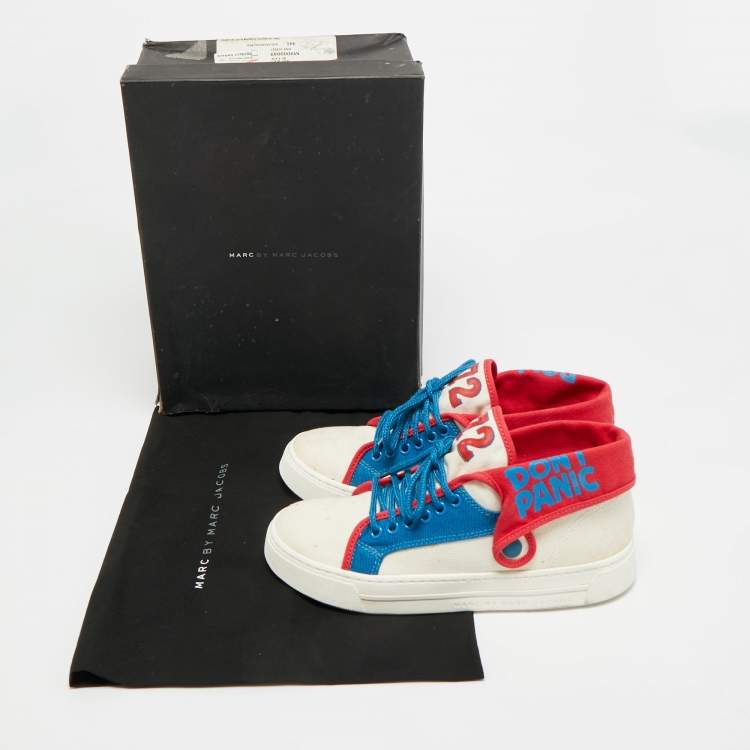 Pre Owned Marc by Marc Jacobs Don't Panic Size 36 Multicolor Canvas Mid Top Sneakers