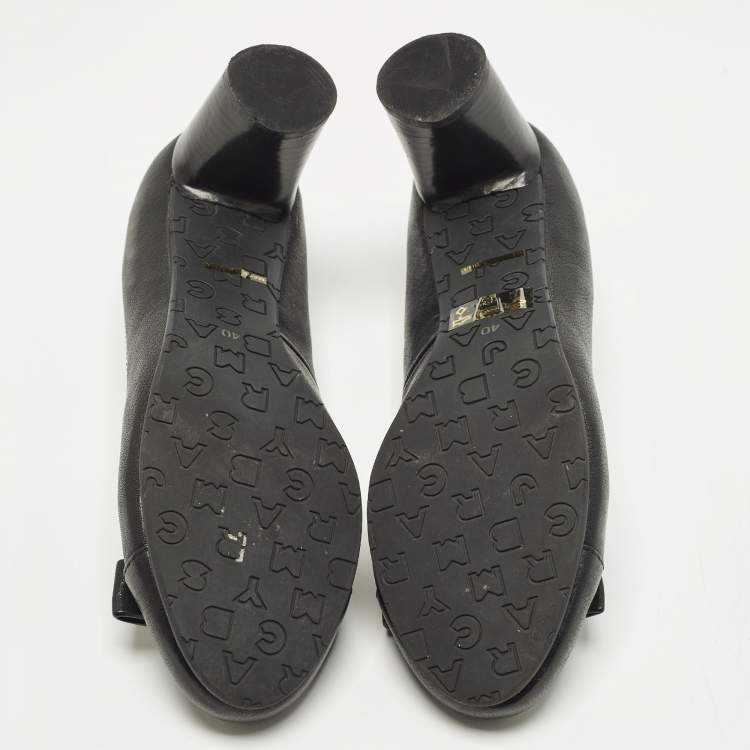 Pre Owned Marc by Marc Jacobs Bow Size 40 Black Leather Block Heel Pumps