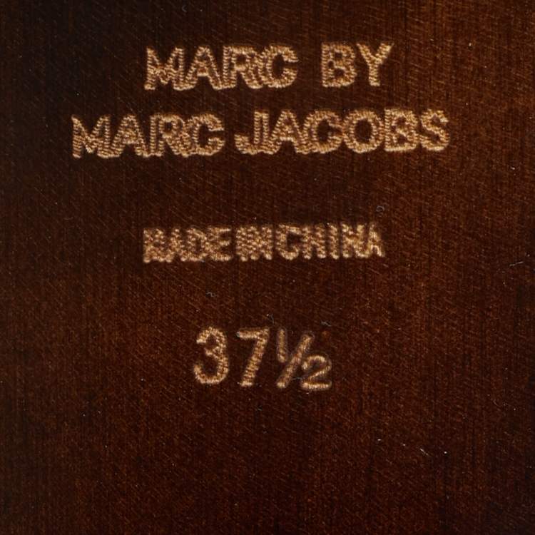 Pre Owned Marc by Marc Jacobs Size 37.5 Brown/Gold Leather Ankle Strap Sandals