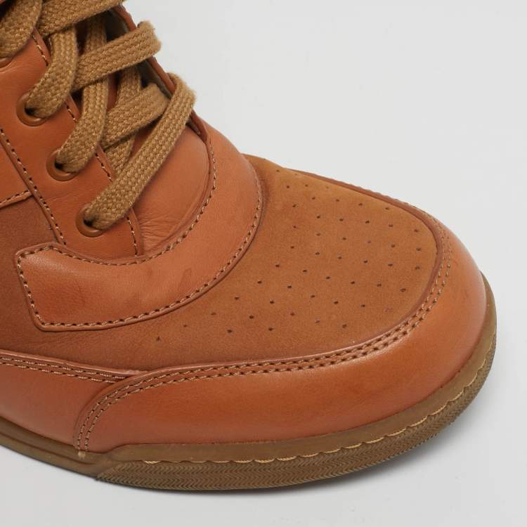 Pre Owned Marc by Marc Jacobs Size 41 Brown Leather High Top Wedge Sneakers