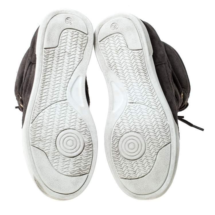 Pre Owned Marc by Marc Jacobs Grey Suede Wedge Lace Up Sneakers Size 36