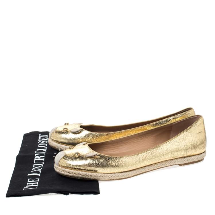 gold espadrille flats