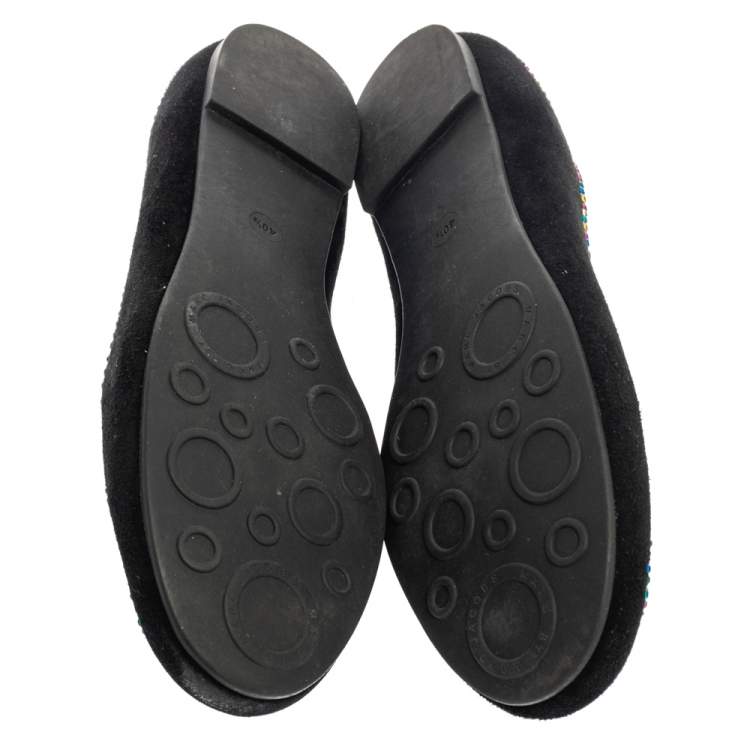 Pre Owned Marc by Marc Jacobs Black Suede Crystal Embellshed Ballet Flats Size 40.5 