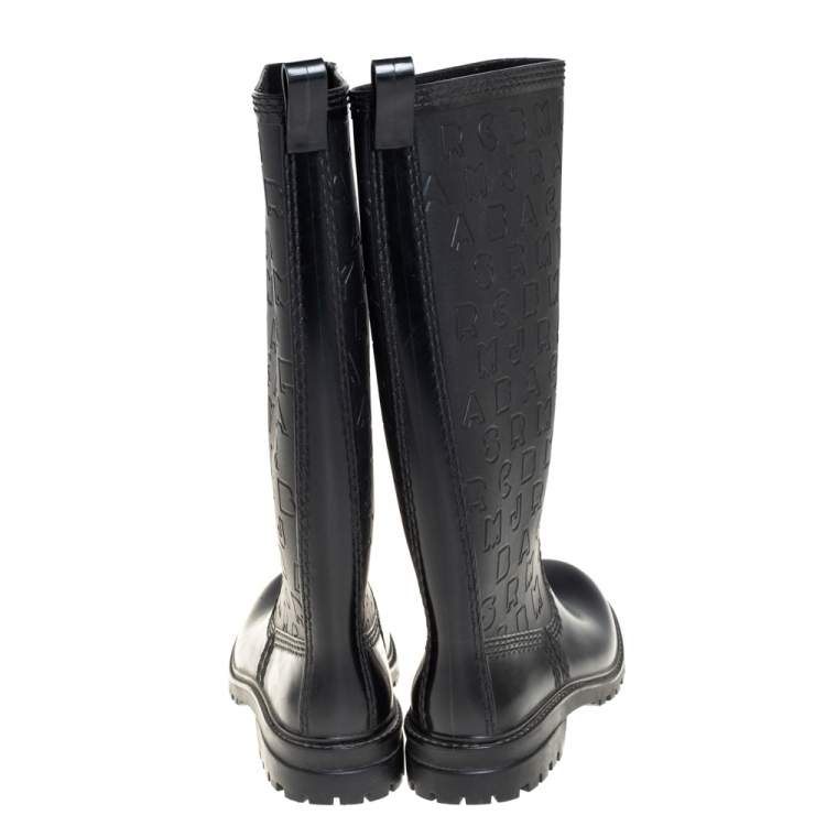 Pre Owned Marc by Marc Jacobs Black Rubber Alphabet Rain Boots Size 38