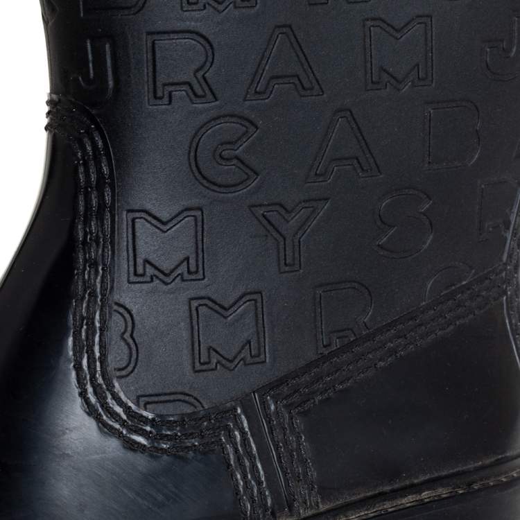Pre Owned Marc by Marc Jacobs Black Rubber Alphabet Rain Boots Size 38